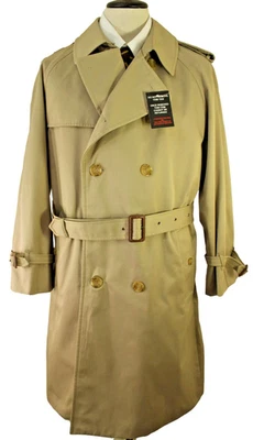 VINTAGE ST MICHAEL BEIGE 38-40" TRENCH COAT DOUBLE BREASTED RAGLAN BELTED — 第 1/4 张图片