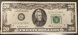 Series 1969 20 Dollar Bill Federal Reserve Note - Picture 1 of 6
