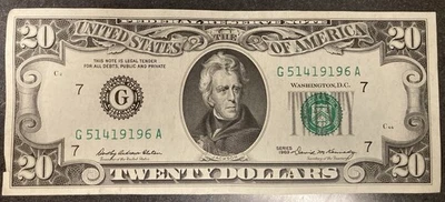 Série 1969 nota de 20 dólares nota da Reserva Federal - Imagem 1 de 4