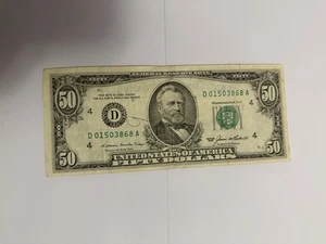 USA Bank Note: USA, Fifty Dollar 1985 No. D01503869A - Picture 1 of 2