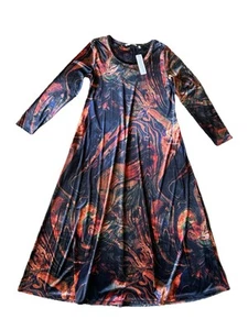 SOFT SURROUNDINGS Santiago Velvet Abstract Artsy Maxi Dress L stretchy NWT $120 - Picture 1 of 13