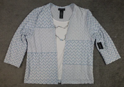 Collar Superior Alfred Dunner Studio Petite 2 Piezas Azul Blanco Geo Oficina Nuevo con Etiquetas PM Foto 1 de 4