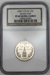 2000-S CLAD 25c Maryland PF 69 ULTRA CAMEO State Washington Quarter - Picture 1 of 5