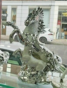 ITALIAN SILVER HORSE ROMANY BLING ORNAMENT CERAMIC HOME DECOR GIFT - Picture 1 of 1
