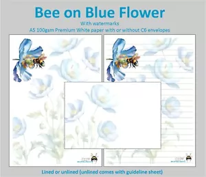 Bee on Blue Flower - A5 Letter Writing Paper with or without matching envelopes - Picture 1 of 1