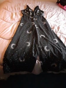 BNWT Ladies Gorgeous MONSOON Black/Silver Beaded Moons Flattering Jumpsuit UK10 - Picture 1 of 13
