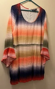 Pyramid Collection Top Damen 1X Mehrfarbig Glockenärmel Boho Retro Übergröße - Bild 1 von 4