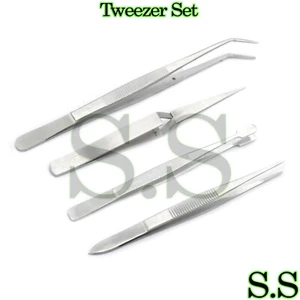 4pc Tweezers - Craft Jewelry Beauty Nail Art Hobby Picking Tool DS-2270 - Picture 1 of 3