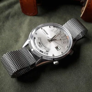 W! VRare ORIENT MULTI YEAR CALENDAR All Steel Wristwatch College Olympia Men UHR - Picture 1 of 6