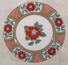 VINTAGE 7 FITZ AND FLOYD FLORAL RED ASIAN FLOWER PLATES 6.5" diameter