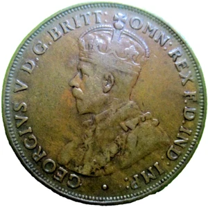 1921 AUSTRALIAN ONE PENNY COIN - STRUCK WITH A WORN DIE TO REVERSE - # 61/6/24 - Picture 1 of 4