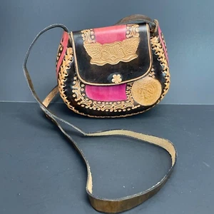 Borsa in pelle lavorata a mano design inca borsa a tracolla regolabile tote boho borsetta - Foto 1 di 14