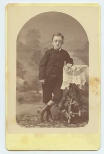 1890's Cabinet Card YOUNG BOY WITH GRAVES DISEASE Medical Oddity Oakland CA - Picture 1 of 2