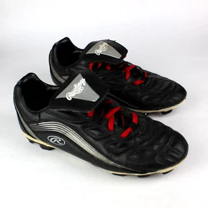 Rawlings Baseball Cleats Size 7.5 Caroica Black w Silver Red/Black Laces Low Top - Picture 1 of 9