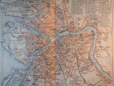Mapa geográfico vintage de San Petersburgo Rusia 1906 ORIGINAL 11,5 x 9,5 C21 Foto 1 de 3