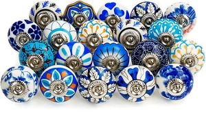 Ceramic Door Knobs Assorted - Round Cabinet Drawer Handles (20 Pack) Belle Vous - Picture 1 of 7