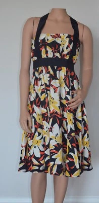Anthropologie Moulinette Soeurs Mayflower Floral Silk Halter Retro Tea Dress 4 - Image 1 of 4