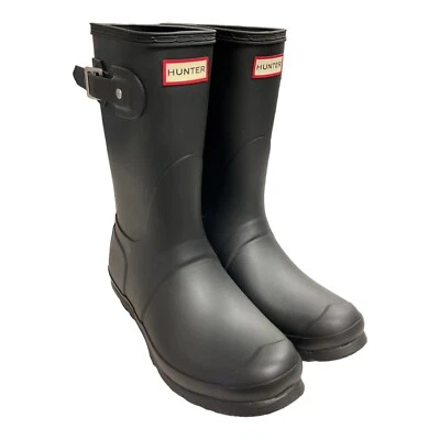 Hunter Women's Original Short Waterproof Rain Boots Black Matte Sz 6 WFS1000RMA - Image 1 of 4