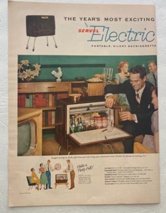 Servel Vintage Print Ad 1952 Electric Wonderbar Refrigerette Portable Icy Drinks - Picture 1 of 4