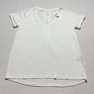 Majestic Filatures T-Shirt Damen Small Gr. 1 Kurzarm V-Ausschnitt weiß Viskose " - Bild 1 von 7
