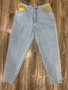 Vintage L.A. Blues Womens Jeans Size 22 Gold Piping & Pockets Mom Jeans - Picture 1 of 7
