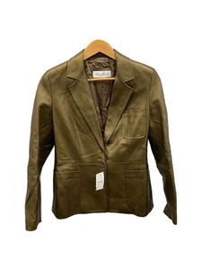 MAX MARA Tailored Jacket Leather 38 Gold Stitching Solid Color TIC1001 Used - Picture 1 of 6