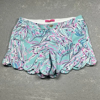 Pantalones Cortos Lilly Pulitzer Tejidos Buttercup Para Mujer 8 Bolsillos Estirados Azules Festoneados Foto 1 de 4