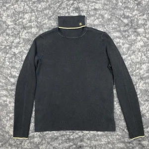 Lauren Ralph Lauren Gold Trim Sweater Womens Size L Ribbed Green Label Monogram - Picture 1 of 10