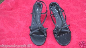 Lauren Ralph Lauren Sexy Strappy Heels Black Leather Size 9.5B  Brazil - Picture 1 of 4