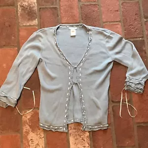 U-Knit Women's Size Small Light Blue Sweet Cardigan 100% Silk - Bild 1 von 4