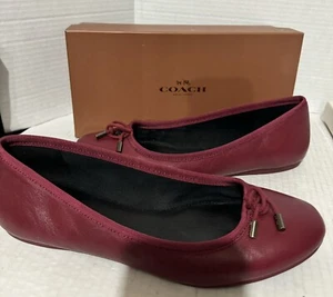 Coach Lara Silk Nappa Black Cherry Slip-On Ballet Flats Women's Size 8.5 M - Picture 1 of 5