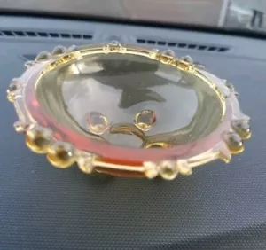 Amber Glass Ashtray Smoking cigar tobacco Memorabilia Smoke Vintage 1960s - Picture 1 of 14