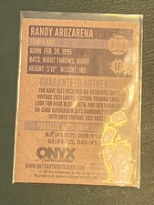 2021 ONYX VINTAGE RANDY AROZARENA BLUE INK AUTO ROOKIE CARD