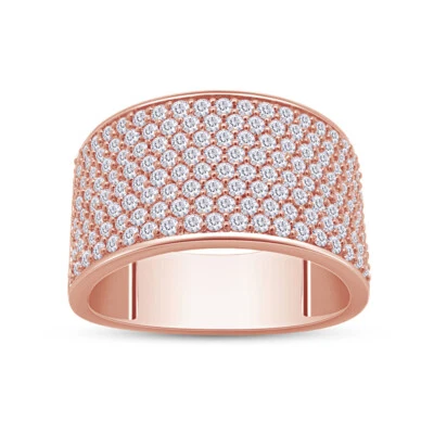 Mens 1.77ct Lab Created Moissanite Dome Wedding Ring in 10K Solid Rose Gold - Image 1 of 4