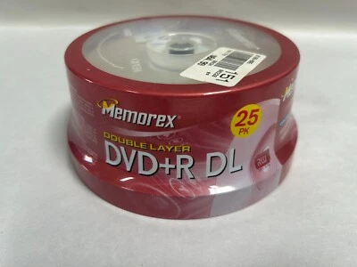 SEALED 25 Pack Memorex Double Layer DVD+R DL 8.5 GB Blank DVDs (A7) - Imagem 1 de 4