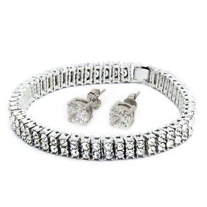Cubic Zirconia Tennis Silver Bracelets for Men for sale | eBay
