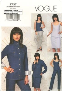 Vogue 7737 Jacket w Stand Collar, Scoop Neck Top, Skirt, Tapered Pants Sz 8-12 - Picture 1 of 4