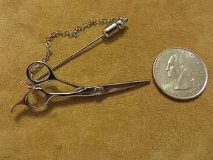 Silver Tone Hair Scissors Pin Hair Stylists Jewelry Salon Hairdresser Gift - Picture 1 of 5