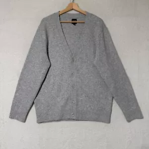 GAP Button Sweater Cardigan Heather Grey 8% Wool Mens Oversized Medium Soft Cozy - Picture 1 of 7