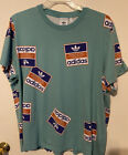 Adidas Stickerbomb T-Shirt Size 2Xl Mint Green With Logo Blocks All Over