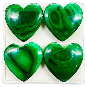 4 Pcs Natural Malachite 28-29mm Heart Cabochon Loose Gemstones Lot 283 Cts - Picture 1 of 18