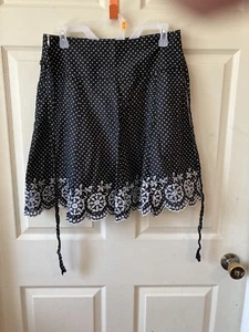 Falda de verano Tracy Evan's Limited Juniors talla 7 negra con lunares blancos - Imagen 1 de 6