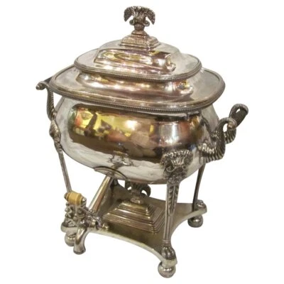 Antigua urna de agua caliente inglesa georgiana antigua placa Sheffield circa 1815 Foto 1 de 4