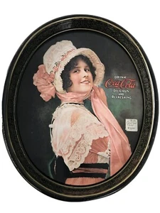 Coca-Cola Vintage 1972 Metal Oval Serving Tray 1914 Betty Girl - Picture 1 of 8