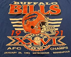 Maglia Vintage Buffalo Bills 1990 AFC Champs Super Bowl XXVI Vedi Misure - Foto 1 di 6