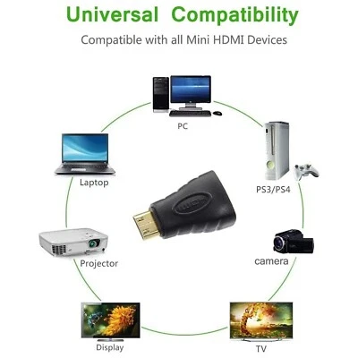 Female HDMI To Male Mini HDMI Adapter Changer Adapter Converter Gold Plated UK - Image 1 of 4