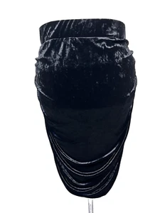 NWT Womens Velvet Skirt 5x 28 Torrid 5 Side Shirred Goth Vamp Black Stretch - Picture 1 of 9