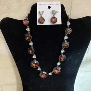 White House Black House Necklace Purple Silver Tone + Earrings New w/Tags!! - Picture 1 of 5