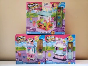 NIB Shopkins Kinstructions Lot of 3 Flower Frozen Treat & Cotton Candy Stand New - Picture 1 of 2