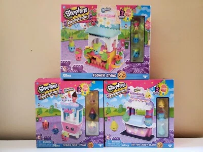 NIB Shopkins Kinstructions Lot of 3 Flower Frozen Treat & Cotton Candy Stand New - Image 1 of 2